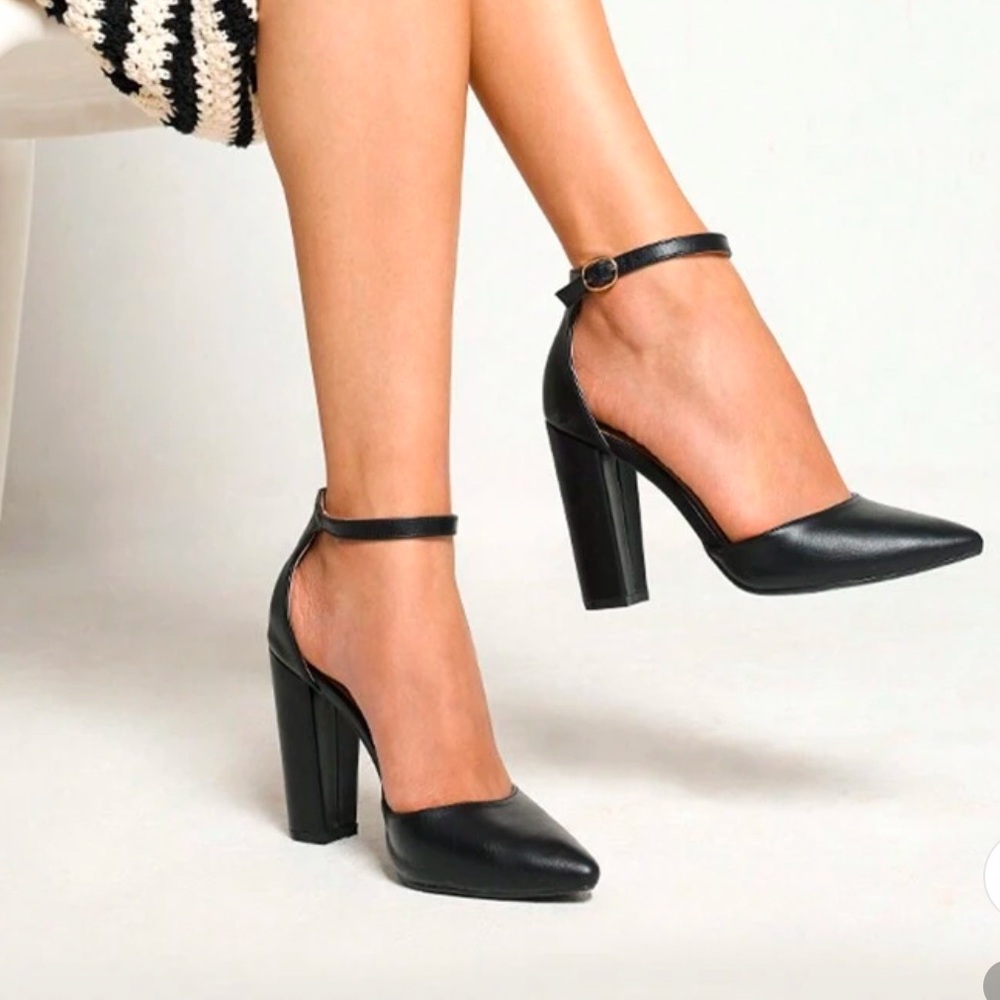 Elegant Black Ankle Strap Heels